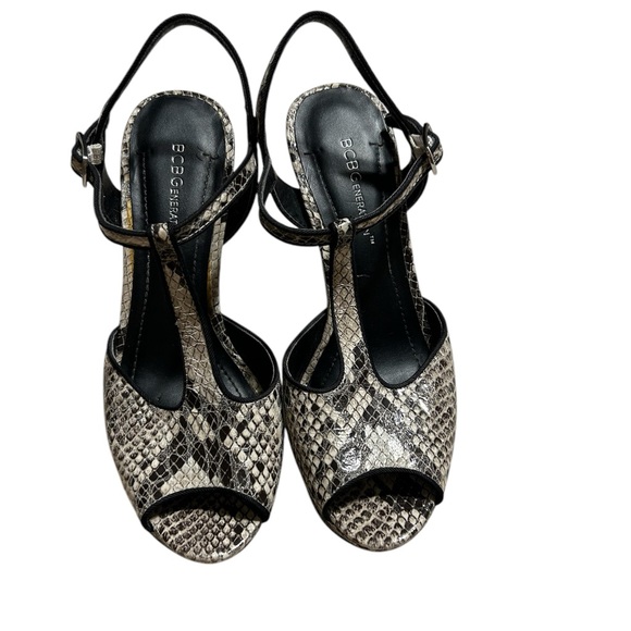 BCBGeneration Snakeskin Print Slingback 5” Platform Heels - Picture 2 of 10